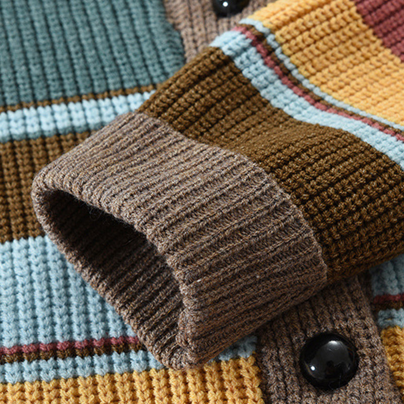 Naoya｜メンズ カラーブロック ラペル セーター ジャケット