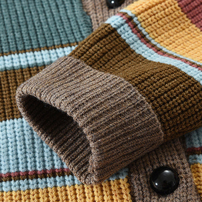 Naoya｜メンズ カラーブロック ラペル セーター ジャケット