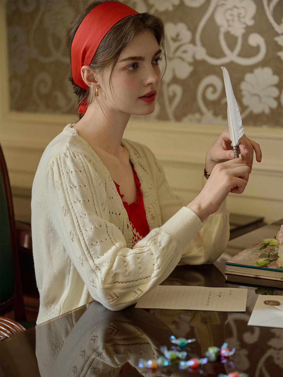 Miyako｜Vネック ニットカーディガン