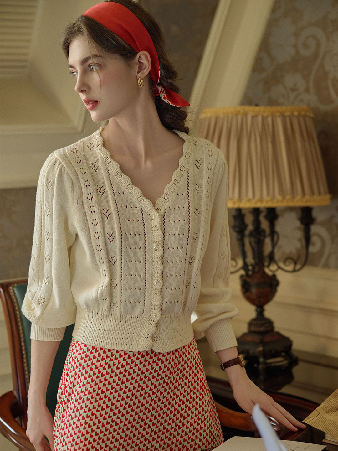 Miyako｜Vネック ニットカーディガン