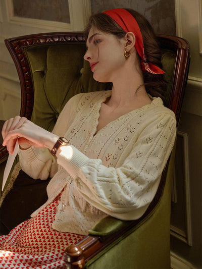 Miyako｜Vネック ニットカーディガン