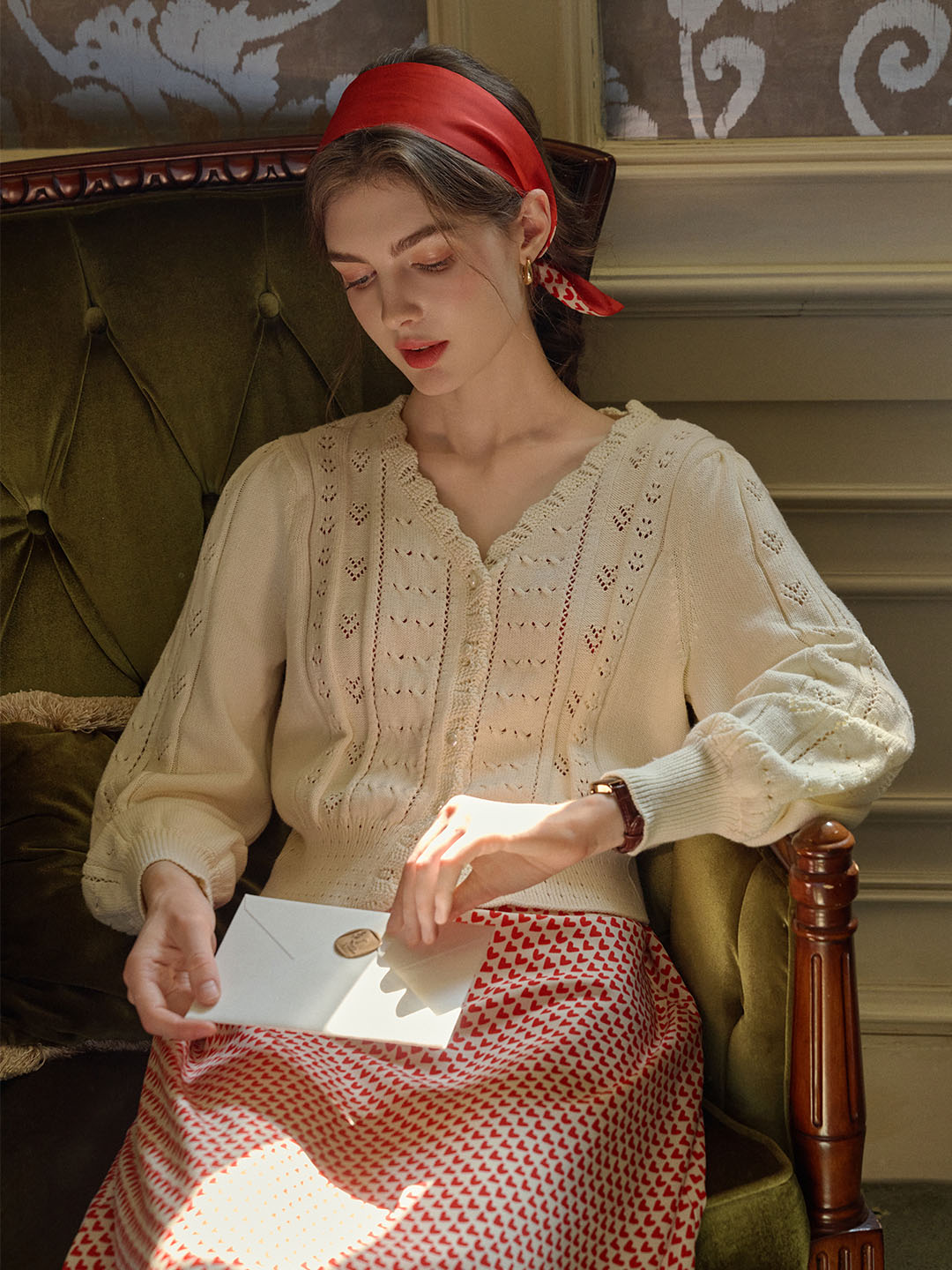 Miyako｜Vネック ニットカーディガン