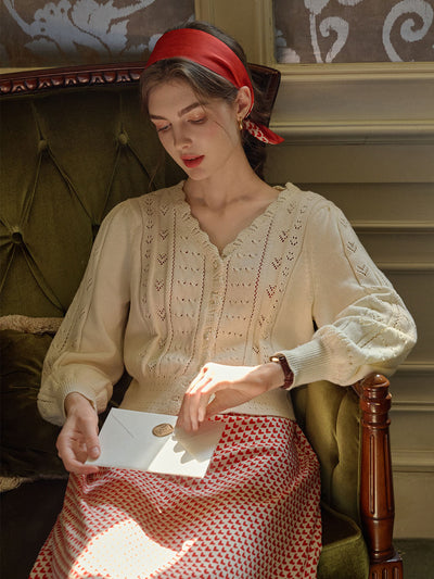 Miyako｜Vネック ニットカーディガン