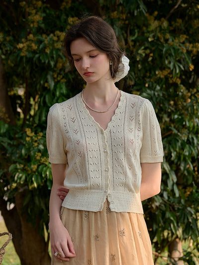 Miyako｜Vネック ニットカーディガン