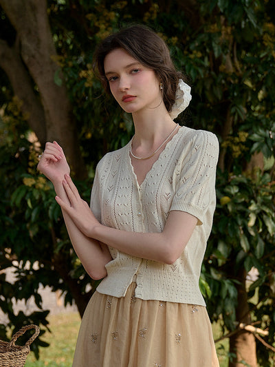 Miyako｜Vネック ニットカーディガン