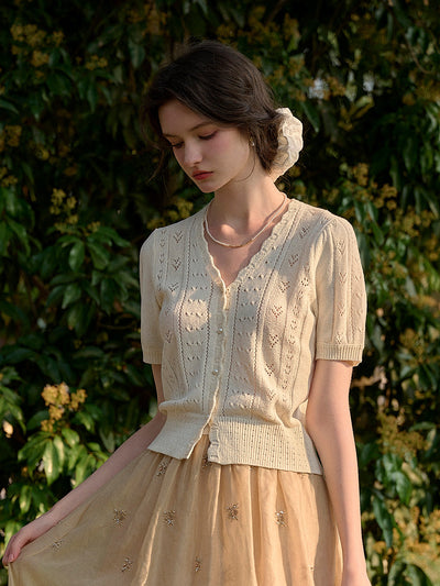 Miyako｜Vネック ニットカーディガン