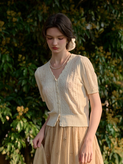 Miyako｜Vネック ニットカーディガン