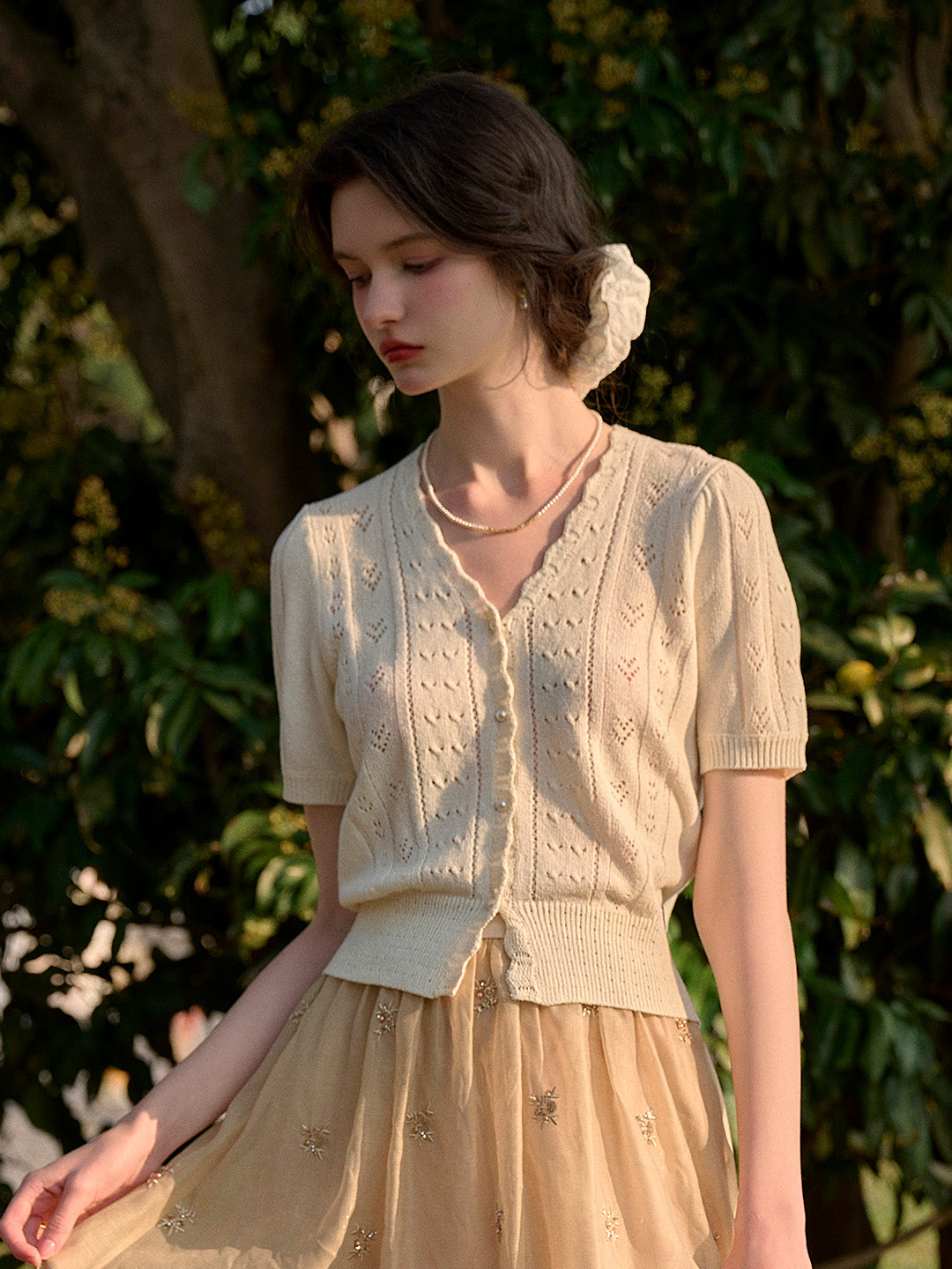 Miyako｜Vネック ニットカーディガン