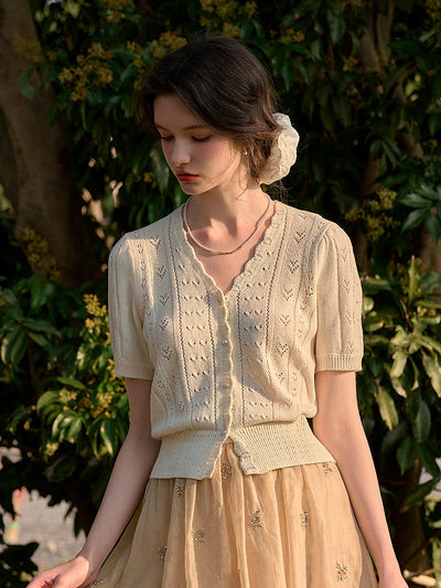 Miyako｜Vネック ニットカーディガン