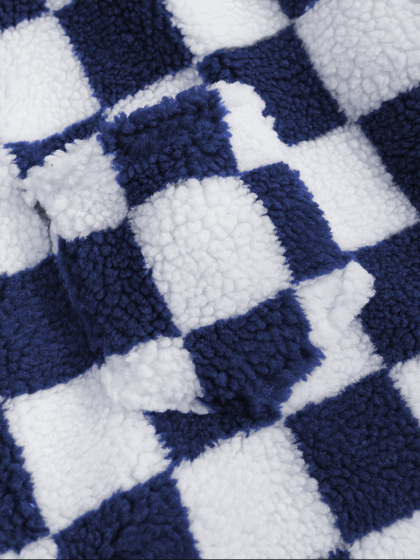 Kazuma｜メンズ チェック柄 フワフワフリースジャケット