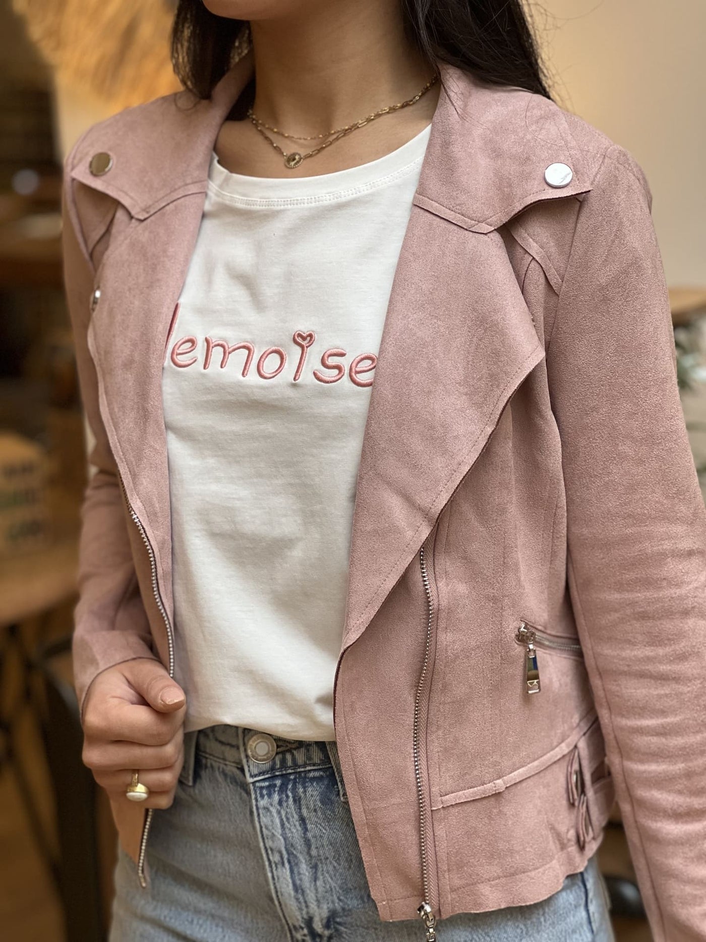 Mayumi｜キャメルジップアップバイカージャケット