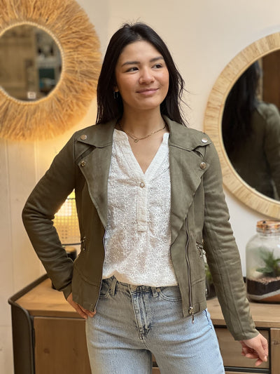 Mayumi｜キャメルジップアップバイカージャケット