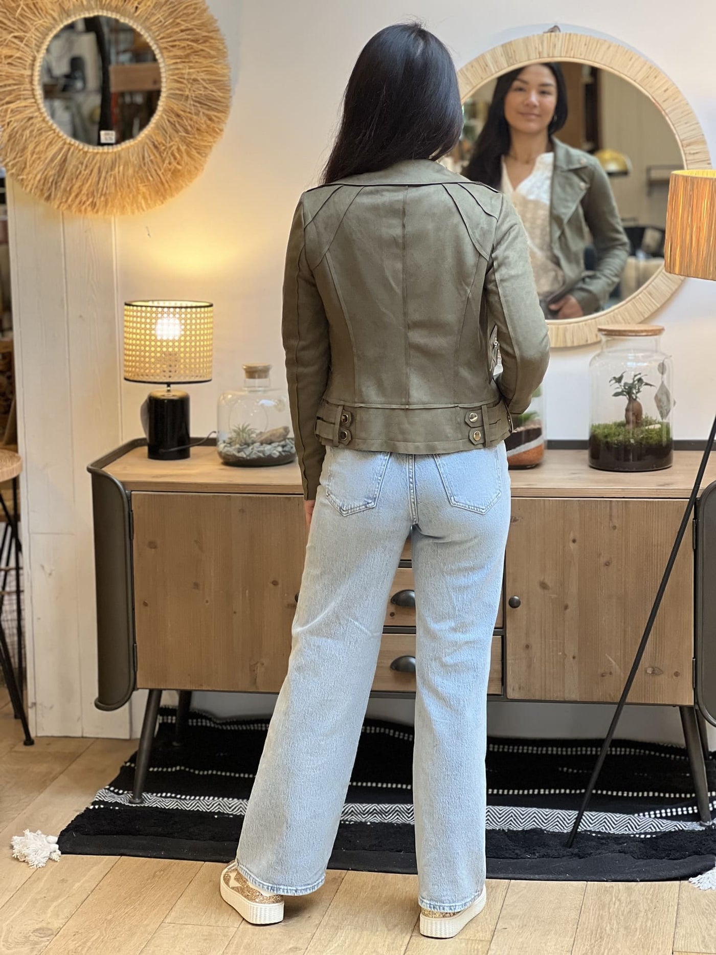 Mayumi｜キャメルジップアップバイカージャケット