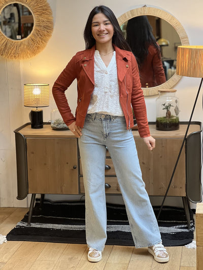 Mayumi｜キャメルジップアップバイカージャケット