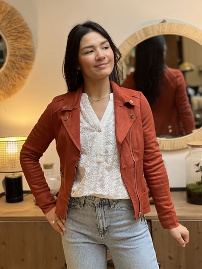 Mayumi｜キャメルジップアップバイカージャケット