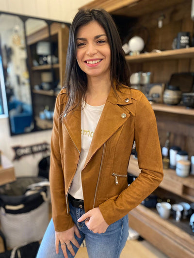 Mayumi｜キャメルジップアップバイカージャケット