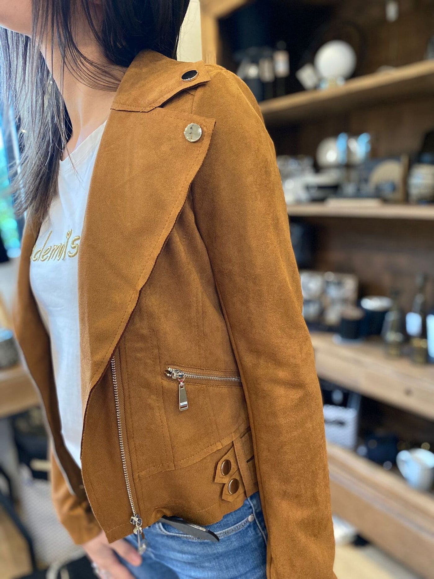 Mayumi｜キャメルジップアップバイカージャケット