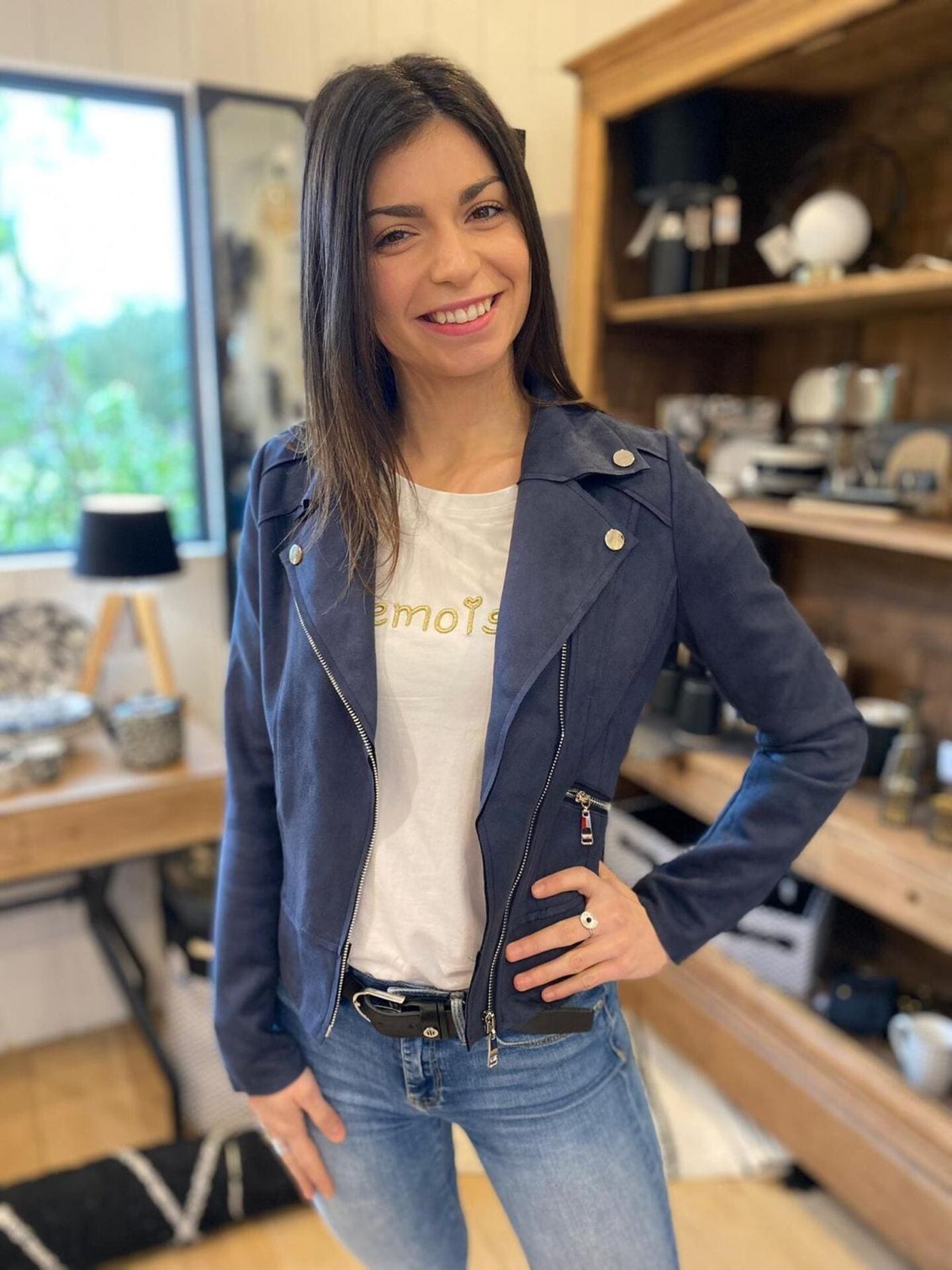 Mayumi｜キャメルジップアップバイカージャケット