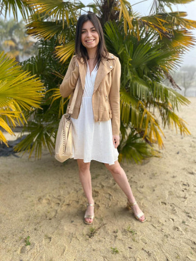 Mayumi｜キャメルジップアップバイカージャケット