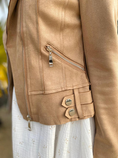Mayumi｜キャメルジップアップバイカージャケット