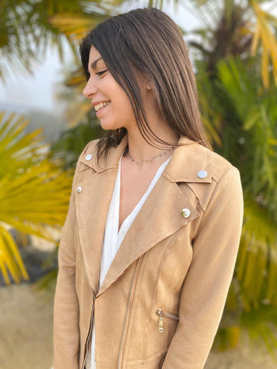 Mayumi｜キャメルジップアップバイカージャケット