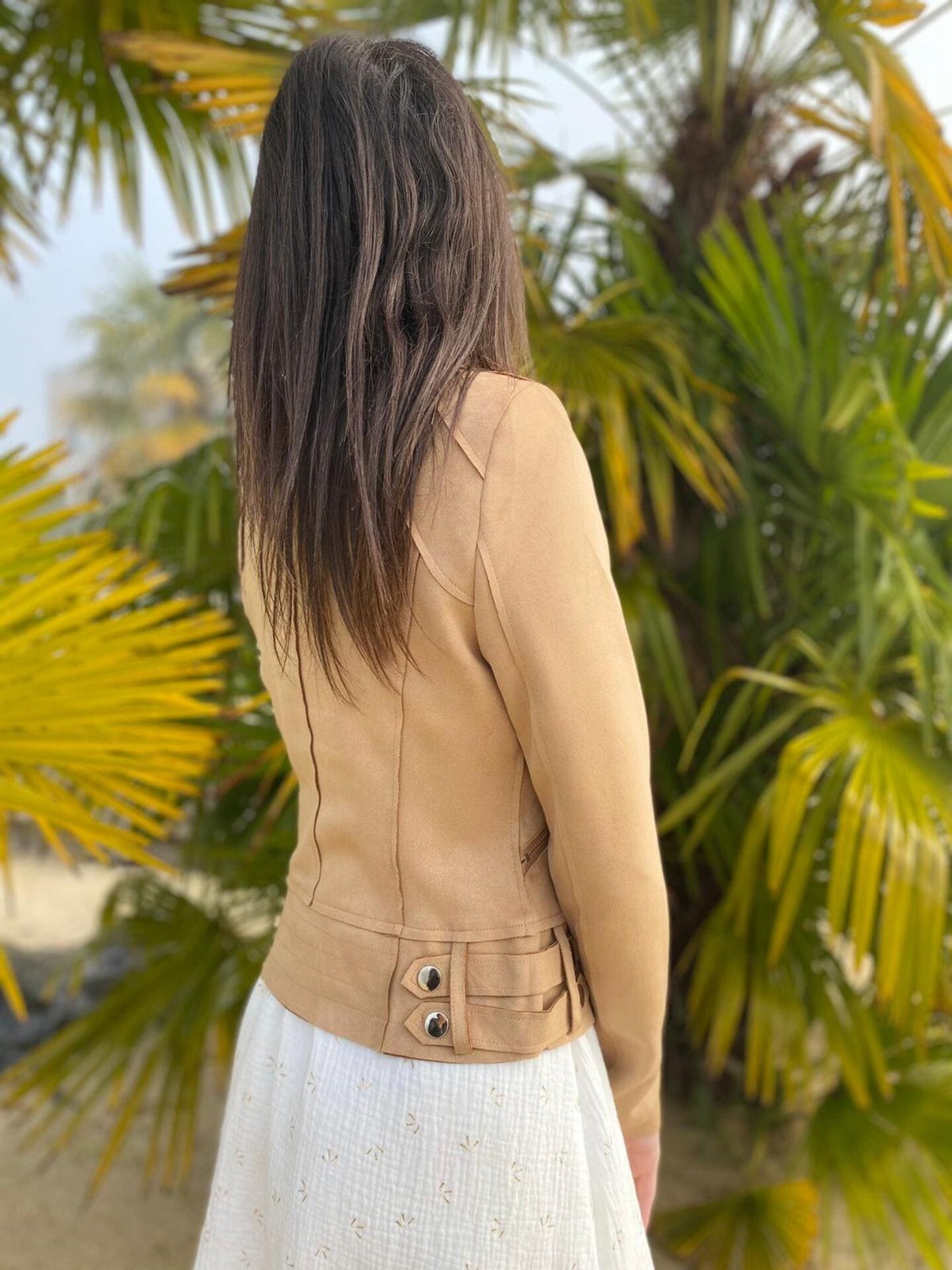 Mayumi｜キャメルジップアップバイカージャケット