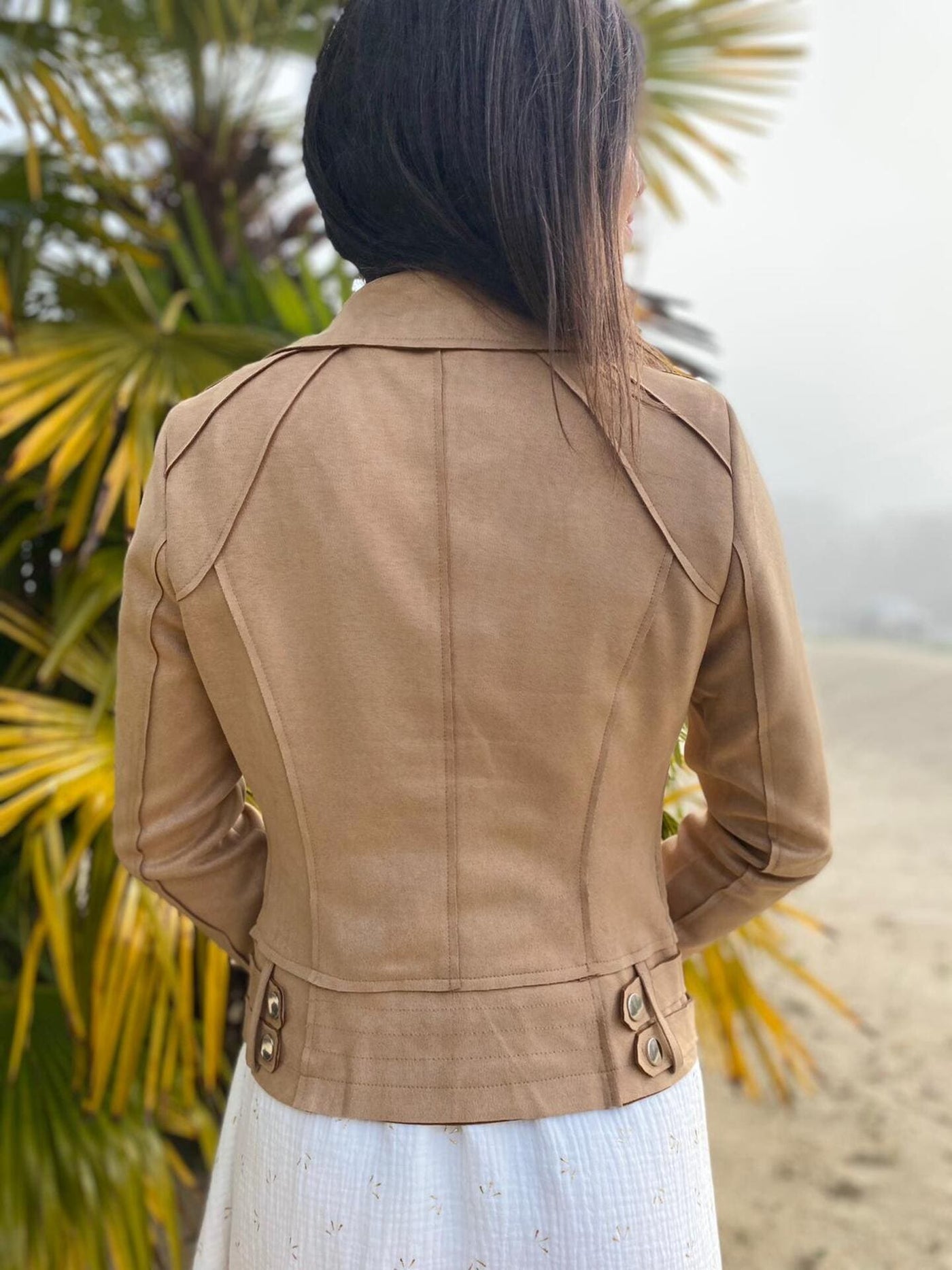 Mayumi｜キャメルジップアップバイカージャケット