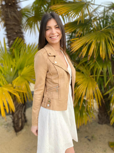 Mayumi｜キャメルジップアップバイカージャケット