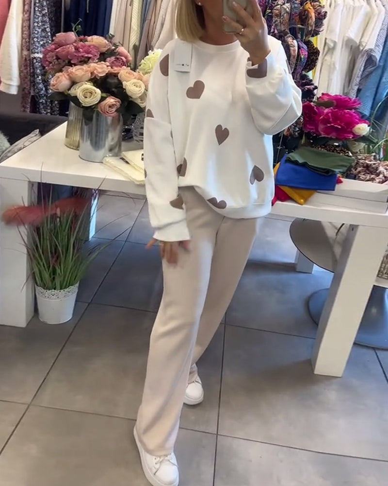 Arika | カジュアルハートプリント2ピースセット