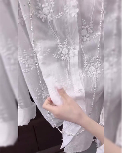 Meiko｜刺繍入り無地シャツ（ドロップショルダー）