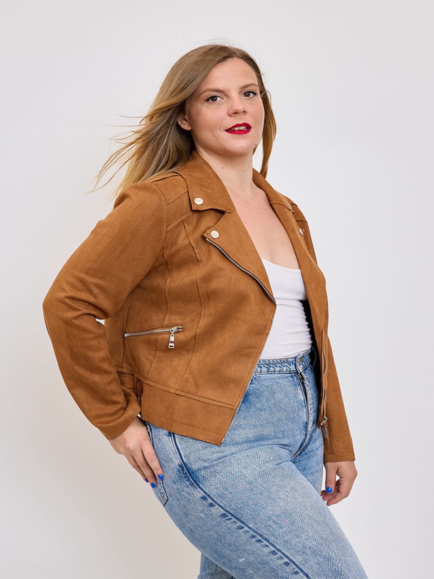 Mayumi｜キャメルジップアップバイカージャケット