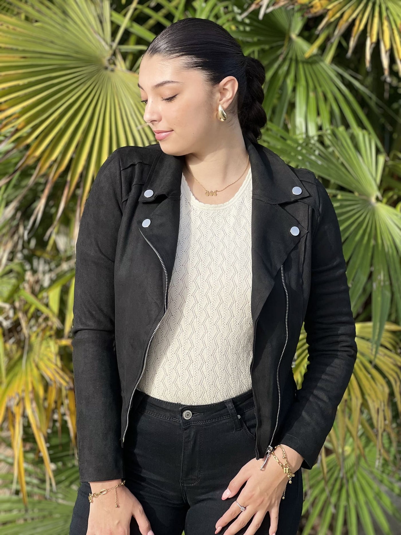 Mayumi｜キャメルジップアップバイカージャケット