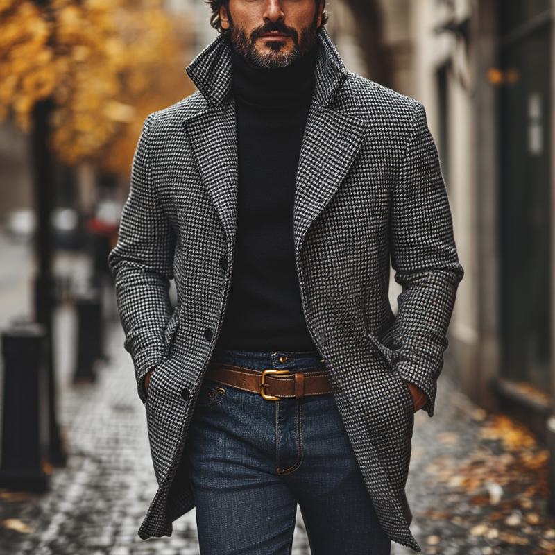 Hideaki | ハウンドトゥースラペルコート