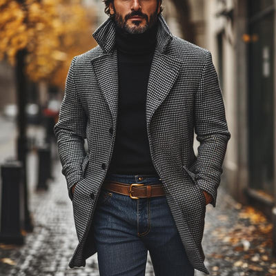 Hideaki | ハウンドトゥースラペルコート