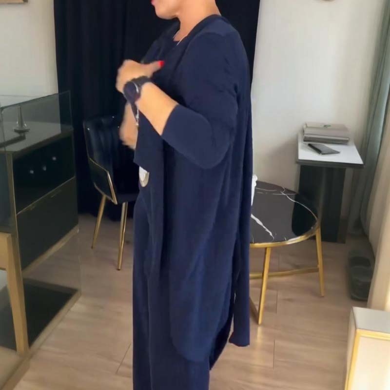 Aina | ロングカーディガン付き3点セット エレガントな快適さと多様なスタイル