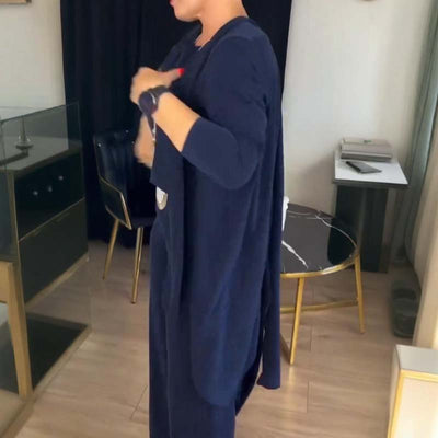 Aina | ロングカーディガン付き3点セット エレガントな快適さと多様なスタイル